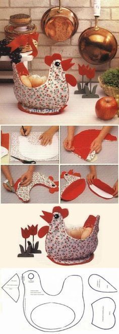 instructions to make a chicken shaped pot holder