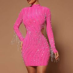 Evening Midi Dress, Long Sleeve Turtleneck Dress, Neon Dresses, Midi Dress Fall, Queen Dress, Party Dress Long Sleeve, Long Sleeve Dresses, Turtleneck Long Sleeve, Hip Dress