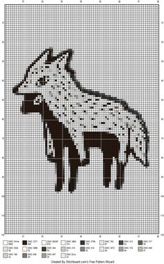 a cross stitch pattern with an image of a fox on it's back, and the