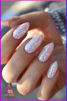 Pink Nails Glitter Design, Fall Nail Ideas With Glitter, Pink Glitter Nails Ideas, Nails Acrylic French Tip Sparkle, Glittery Nails Almond, Pink With Sparkle Nails, Summer Nails Glitter Sparkle, Gelnagels Ideas, Summer Work Nails