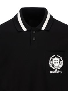 100% Cotton Designer Embroidered Black Shirt, Designer Black Embroidered Shirt, Designer Embroidered Collared Tops, Luxury Cotton Polo Shirt For Formal Occasions, Designer Embroidered Cotton Top, Designer Embroidered Tops For Formal Occasions, Luxury Collared Shirt, Classic Polo Collar Top With Logo Print, Luxury Cotton Polo Shirt