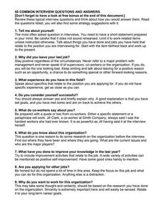 an interview paper with question questions on it