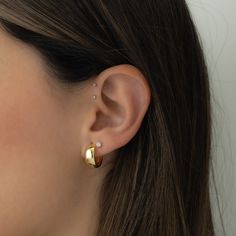 Chunky hoop earrings are the latest trend! It looks great on its own or stacked with other earrings! Makes a great statement piece while still being minimalist! - - - D E T A I L S - - -  * Made of 925 Sterling Silver * We use a THICK plating of 14k Gold or Rhodium  * 6mm Thick / 10mm Inner Diameter / 15mm Outer Diameter * Nickel-free & Hypoallergenic (Great for sensitive ears!) * Super lightweight! Made with 100% Pure Love! ♡ Happy to answer any questions you may have! 🥰 Let's Connect! 🥰 IG: samijewels_ Mini Hoop Earrings Gold, Double Gold Hoop Earrings, Latest Earrings Trends, Gold Double Hoop Earrings, 14k Gold Small Hoop Stackable Earrings, Minimalist Chunky Small Hoop Earrings, Mini Chunky Gold Hoop Earrings, Thick Gold Hoops, Chunky Gold Hoop Earrings