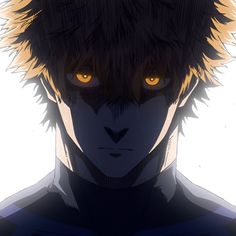 an anime character with yellow eyes and black hair