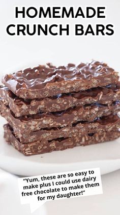 homemade crunch bars stacked on top of each other