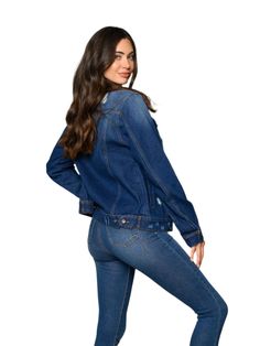 This denim jacket is new for fall and will be a hit with all you friends. It features a distressed look, long sleeves, and pockets. Casual Ripped Denim Jacket For Fall, Winter Ripped Dark Wash Denim Jacket, Ripped Relaxed Fit Outerwear For Fall, Distressed Dark Wash Denim Jacket For Fall, Ripped Medium Wash Denim Jacket For Fall, Distressed Denim Jacket For Fall, Fall Medium Wash Ripped Denim Jacket, Distressed Denim Jacket With Relaxed Fit For Fall, Relaxed Fit Distressed Denim Jacket For Fall