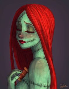 A Drawing, Nightmare Before, Before Christmas, Makeup, Christmas, Red, Hair, The Nightmare Before Christmas