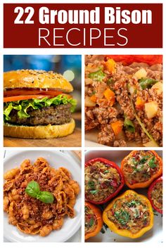 Hamburger, pasta, stuffed peppers, and picadillo. Ground Bison Taco Recipes, Ground Buffalo Recipes, Ground Bison Recipes Healthy, Yellow Pepper Recipes, Bison Steak Recipes, Bison Meat Recipes, Ground Elk Recipes, Chop Meat Recipes