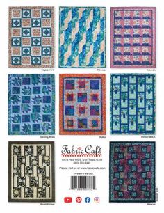 the quilt book features nine different patterns and designs for each piece, including one in blue