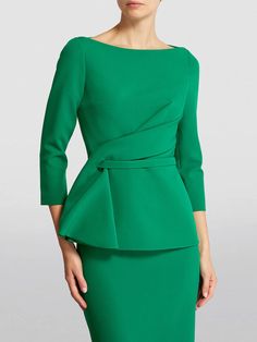 Elegant Regular Fit Boat Neck Plain Shirt | stylewe Green Stretch Top For Office, Corporate Outfits For Women, Boat Neck Shirt, Solid Midi Dress, Georges Chakra, Corporate Outfits, Buy Shirts, Jackets Women, Work Suits