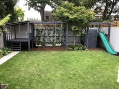 the backyard is clean and ready to be used as a children's play area