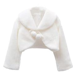 PRICES MAY VARY. Shawl Material for Girls: Polyester, the shawl is made of soft faux fur fiber, satin polyester lining fabric, pure white plush fleece looks stylish and beautiful, warm and comfortable. Recommended for girls aged 4-7. Lapel collar, long sleeves, pompom trim, hand washable and warm in winter. Sweet Style: Perfect to match with dress in autumn and winter, ideal for both formal and casual occasion. The princess shrug matches greatly with wedding dress, also available with ribbon tie Faux Fur Bolero, Girls Cape, Faux Fur Shrug, White Fur Coat, Fur Shrug, Girl Sleeves, Wedding Girl, Long Sleeve Kids, Bolero Jacket