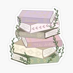 a stack of books sticker