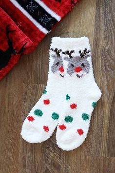 Our Christmas Fuzzy Socks Set offers a soft, comfortable feel. Each set includes one pair of socks, so you can keep your feet snug and warm through the holidays. Christmas Fuzzy Socks, Black Friday Furniture, Picture Frame Hangers, Red Nose Reindeer, Sock Collection, Fall Faves, Frame Hangers, Black Friday Specials, Fuzzy Socks