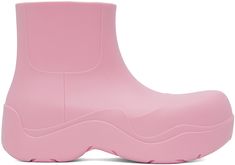 Ankle-high waterproof biodegradable rubber boots in pink. · Bonded jersey lining · Treaded rubber sole Supplier color: Gloss Bottega Boots, Puddle Boots, Bottega Veneta Boots, Honey Moon, Pink Boots, Christmas Vibes, Rubber Boots, Womens Boots Ankle, Making Money