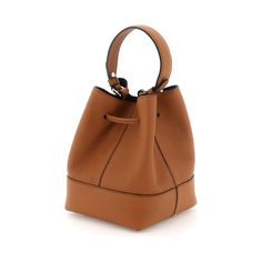 Tan Osette grained leather bucket bag by Strathberry features a drawstring closure and iconic Bar applied. Detachable top handle, lined interior, protective studs and a adjustable and detachable shoulder strap for a crossbody look. Gold-finished metalware. Makeup Travel Case, Leather Bucket Bag, Leather Bucket, Travel Makeup, Beauty Accessories, Travel Case, Pet Accessories, Bag Sale, Top Handle