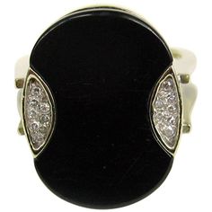 Modernist Black Onyx Diamond Ring 14 Karat | From a unique collection of vintage More Rings at https://www.1stdibs.com/jewelry/rings/more-rings/. Onyx Diamond Ring, Fashion Costume, Onyx Ring, 14k Gold Ring, Onyx Stone, Yellow Gold Ring, Yellow Gold Rings, Black Onyx, Fashion Rings