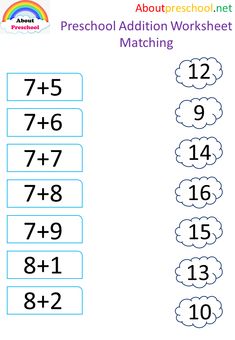 the worksheet for addition worksheets is shown with numbers and clouds on it