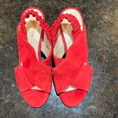 Red Suede Sandals. Never Worn. Medium Width. Smoke Free Home. Box Not Included. Red Suede Sandals For Spring, Casual Red Sandals With Wrapped Heel, Suede Sandals, Red Suede, Cole Haan Shoes, Cole Haan, Women's Shoes Sandals, Womens Sandals, Shoes Sandals