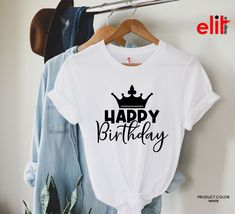 Description: --------- How to Order Your Custom Design T-shirt -------- * Choose your t-shirt color * Choose your design color * Choose your size * PLEASE make sure all your order's steps --------- Thousands of hand-printed t-shirts --------- T Shirt Design Birthday, Happy Birthday Shirts, Happy Birthday Crown, Disney Princess Birthday Cakes, Birthday King, Son Clothes, Happy Birthday Shirt, Disney Princess Birthday, King Shirt