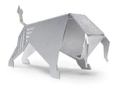 an origami elephant is standing upright on its hind legs