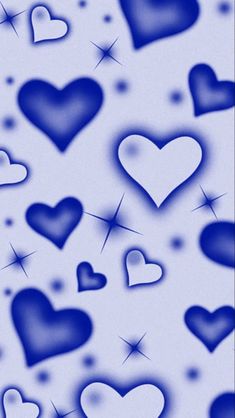 blue hearts and stars on a white background