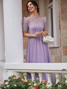 Lilac Dress Formal, Lavanda Dress, Lavender Gowns, Vestido Color Lila, Lavender Gown, Frocks And Gowns, Net Dress, Long Gown Dress