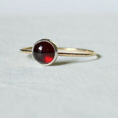 Choose Stone - Ball on a Golden Thread - Simple Sweet Skinny Stack Ring with Stone and Band Choice - Rose or Yellow Band - Delicate Jewelry Garnet Rings Gift Round Band, Garnet Ring As Gift With Round Band, Garnet Ring With Round Band As Gift, Garnet Ring With Round Band For Gift, Polished Finish Birthstone Ring As Gift, Gift Stackable Rings With Polished Finish, Gift Birthstone Ring With Polished Round Stone, Birthstone Ring With Polished Finish For Gift, Polished Finish Birthstone Ring With Round Stone