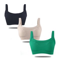 PRICES MAY VARY. Nylon/Spandex blend, stretchy,breathable and cozy,fit like a glove. Rib seamless bra top, wireless, low back, wide strap, front with double layers,with removable pads.you can choose wear with pad or not. This staple piece can be dress up or down, perfect for layering and such a great lounge bra,pair with with sweats,high wasted pants,jean,buttoned shirt or jacket,sweatshirt or hoodie. 3pcs in one package-several color options, 4 sizes available - S,M,L,XL Machine wash cold with Seamless Bra Top, High Wasted Pants, Buttoned Shirt, Lounge Bra, Padded Bralette, Perfect Bra, Everyday Bra, Jeans Button, Seamless Bra