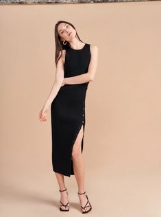 Lucinda Dress – La Ligne Stretch Midi Dress With Buttons, Chic Ribbed Midi Dress For Daywear, Chic Ribbed Daywear Dress, Chic Ribbed Dress For Daywear, Chic Ribbed Day Dress, Ribbed Midi Dress For Daywear, Ribbed Dresses For Daywear, Vivian Dress, Pamela Hanson