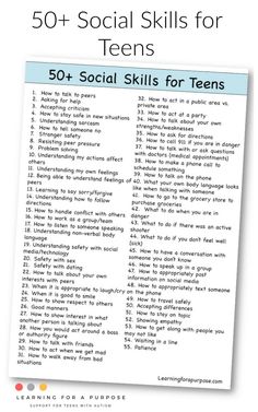 the 50 + social skills for teens