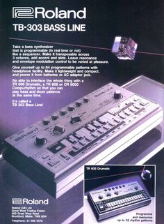 an advertisement for the roland tb - 350 bass line, with instructions on how to use it