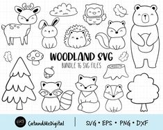 woodland animals svg clipart set with the words woodland svg and forest animals