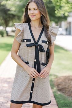 shop the mint, trendy online boutique, boutique clothing Work Function, Tweed Shift Dress, Brown Tweed, Mint Julep Boutique, Tweed Fabric, Ruffled Sleeves, Model Fits, Dream Clothes, Need This