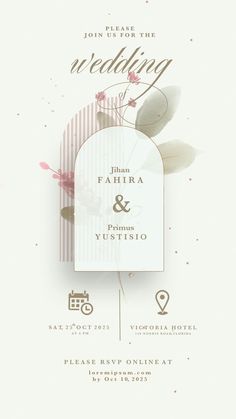 a wedding card with flowers on it