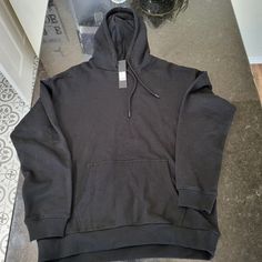 Nwt, Black, Fashion Nova, Xl Hoodie Black Hoodie With Ribbed Cuffs For Winter, Black Winter Hoodie With Ribbed Cuffs, Black Fleece Hoodie For Fall, Black Oversized Hoodie For Cold Weather, Oversized Black Hoodie For Cold Weather, Black Hoodie For Cold Weather In Fall, Black Long Sleeve Sweatshirt For Cold Weather, Black Long-sleeved Sweatshirt For Cold Weather, Black Winter Top With Double-lined Hood