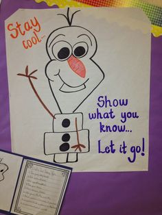 a poster with the words stay cool and show what you know, let it go