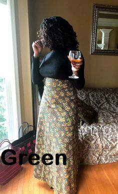 "These gorgeous wrap skirts never go out of style! Very flattering to all shapes and sizes! Fits sizes XS-3XL Skirt can also be worn as a dress, can create 5+ different looks out of one piece. Skirt is 64\" wide, 46\" long, belt length is 52\" on each side. Limited Collection. Click here for more selections: https://2fashionbydesign.etsy.com" Flowy Long Wrap Skirt For Fall, Fitted Asymmetrical Maxi Skirt For Fall, Fall Flowy Long Wrap Skirt, Fitted High Waist Wrap Skirt For Spring, High Waist Fitted Wrap Skirt For Spring, Fitted Flared Wrap Skirt For Fall, Chic Fitted Wrap Skirt For Fall, Fitted High Waist Wrap Skirt With Lined Skirt, Fitted Green Lined Wrap Skirt