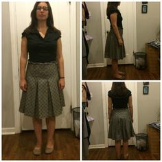 Black collared short sleeve shirt, Zara. This shirt never gaps open in between buttons and I really like the cap sleeves. Still, I never wear it with anything but this skirt - not sure why! I Like That, White Patterns, All The Way, Short Sleeve Shirt, Ruffles, High Waisted Skirt