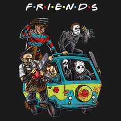 the band friends are riding in an old vw van with skeletons and skulls on it