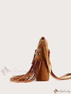 Bird in Bag - Studded Decorative Square Casual Camel Bags For Fall, Bird In Bag, Bag Bag, Square Bag, Polyester Material, Composition, Size Medium, Zipper, Square