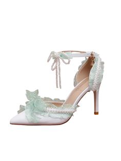 ❤︎Pearl lace ribbon flare shoes❤︎ Spring Wedding Shoes With Bow And Pointed Toe, Spring Wedding Shoes With Bow, Spring Wedding Shoes With Lace And Ankle Strap, Spring Wedding Shoes With Ankle Strap In Lace, Spring Lace Wedding Shoes With Ankle Strap, Spring Wedding Shoes With Bow And High Heel, Spring Wedding Shoes With Lace And Round Toe, Spring Wedding Lace Shoes With Round Toe, Spring Ribbon Low Heel Shoes