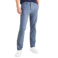 Stay Stylish And Comfort For Any Casual Occasion With The Refined Slim Fit And Smart 360 Flex Stretch Fabric Of These Alpha Chino Pants From Dockers. Slim Fit Denim Blue Bottoms With Pockets, Blue Slim Fit Casual Pants, Casual Blue Slim Fit Pants, Slim Fit Denim Blue Pants With Pockets, Casual Washed Blue Straight Bottoms, Casual Straight Washed Blue Bottoms, Casual Slim Fit Blue Chinos, Casual Slim Fit Blue Bottoms, Slim Fit Blue Denim Pants