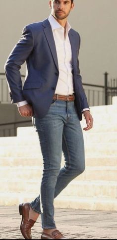 Casual Attire For Men, Sports Coat And Jeans, Sport Coat Outfit, Style Gentleman, Men Fashion Classy, Vintage Man