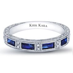 Kirk Kara SS6685B Wedding Ring Emerald Cut Sapphire Ring With Channel Set For Anniversary, Emerald Cut Sapphire Ring With Diamond Channel Set, Formal Baguette Cut Sapphire Ring Channel Set, Formal Baguette Cut Channel Set Sapphire Ring, Classic Sapphire Rings With Baguette Diamonds, Elegant Emerald-cut Sapphire Ring With Channel Setting, Classic Sapphire Ring With Baguette Diamonds, Classic Sapphire Ring With Diamond Accents And Baguette Cut, Wedding Sapphire Ring With Diamond Side Stones