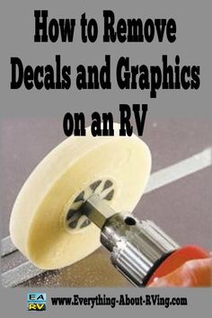 a person using a drill to remove scratches and graphics on an rv or truck wheel