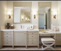 Bathroom Sit Down Vanity Ideas, Built In Makeup Vanity In Bathroom, Luxury Master Bath, Master Baths, Primary Bath