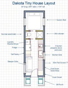 a floor plan for a tiny house with lots of room to put in the kitchen