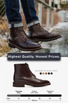 The Brown Captain. Handcrafted With Integrity. Free Shipping & Returns. Thursday Boots, Mens Boots Fashion, Mens Leather Boots, Shoes And Boots, Mens Fashion Casual Outfits, Herren Outfit, Stylish Mens Outfits, Men Fashion Casual Outfits