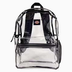 Whether you're headed to campus or going out to a concert, festival, or sporting event, our clear backpack is the perfect accessory. The backpack has adjustable padded shoulder straps you can count on for all-day comfort, a spacious main compartment, side water bottle pocket, and a small zippered pocket to keep your phone, keys, and wallet secure. Casual School Bag With Clear Strap, Everyday Mesh Bags With Clear Strap, Backpack With Transparent Straps For Travel, Daily Use Mesh Bags With Clear Strap, Travel Backpack With Transparent Straps, Trendy School Backpack With Clear Strap, Everyday Bags With Clear Strap For Back To School, Casual Standard Backpack With Clear Strap, Daily Use Backpack With Transparent Straps